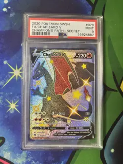Pokemon 2020 Charizard V Secret Rare Holo Champion's Path #079 PSA 9 - Image 1