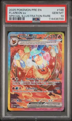2025 Pokemon PRE EN Flareon ex 146/131 Special Illustration Rare PSA 10 (700 - Image 1