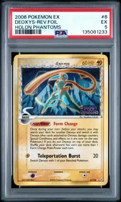 2006 POKEMON EX HOLON PHANTOMS #6 DEOXYS-REVERSE FOIL PSA 5 - Image 1