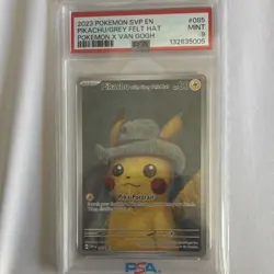 POKEMON PIKACHU GREY FELT HAT PROMO SV 085 PSA 9 VAN GOGH 2023 ENGLISH - Image 1