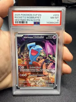 Pokemon TCG Team Rocket’s Wobbuffet Promo Destined Rivals PSA 8 - Image 1
