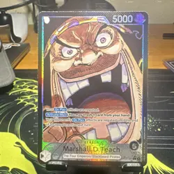 Bandai One Piece CCG Marshall D. Teach OP05-081 Leader Holo 5000 Power - Image 1