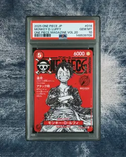 2025 One Piece JPN Promos One Piece Magazine Vol.20 #014 Monkey D. Luffy PSA 10 - Image 1