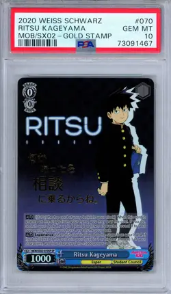 PSA 10 Ritsu Kageyama SX02-070SP SP Mob Psycho 100 Weiss Schwarz - Image 1