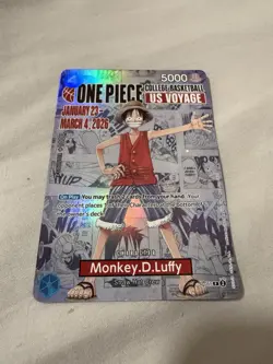 Bandai One Piece CCG Monkey.D.Luffy US Voyage Promo Foil Card P-055 5000 - Image 1
