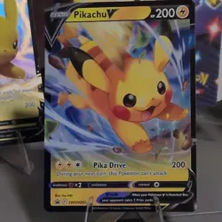 ⚡⚡⚡Pokemon TCG 5 Pikachu V card Lot w/2 jumbo cards, Lunchbox & Accessories - Image 2