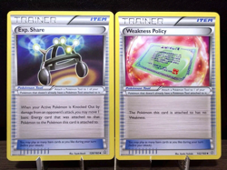 Exp. Share 128/160 & Weakness Policy 142/160 Primal Clash Trainer Pokemon Cards - Image 1