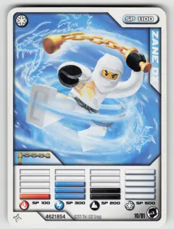 2011 LEGO Ninjago TCG - ZANE DX - Non Holo Character Card #10/81 - Image 1
