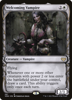 Welcoming Vampire (Showcase) #287 (Foil) (MP) Crimson Vow VOW Magic MTG - Image 1