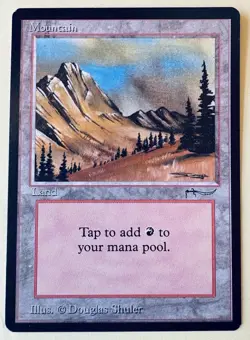MTG MAGIC THE GATHERING ARABIAN NIGHTS MOUNTAIN LAND ( Super Clean )! NM+ - Image 1