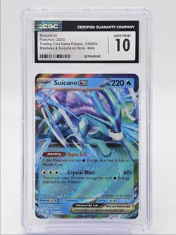 SUICUNE EX 2023 POKEMON CLASSIC BLASTOISE & SUICUNE EX HOLO GEM CGC 10 Q5677 - Image 1