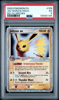 2005 POKEMON EX DELTA SPECIES #109 JOLTEON EX-HOLO PSA 5 - Image 1