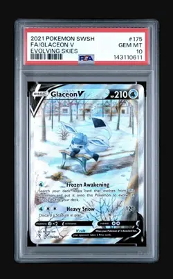 2021 POKEMON SWORD & SHIELD EVOLVING SKIES #175 FULL ART/GLACEON V PSA 10 - Image 1