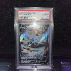 2021 POKEMON SWORD & SHIELD EVOLVING SKIES #175 FULL ART/GLACEON V PSA 10 - Image 2
