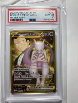 Pokemon Team Rocket's Mewtwo ex Destined Rivals 240/182 Hyper Rare Holo PSA 10 - Image 1