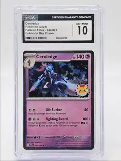 CERULEDGE 2024 POKEMON PALDEAN FATES POKEMON DAY PROMO RARE B CGC 10 Q5677 - Image 1