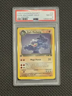 2000 Pokemon Team Rocket Holo Rare Dark Machamp First Edition 10/82 PSA 8 - Image 1