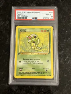 1999 Pokemon German Base Set Raupy (Caterpie) #45 – 1st Edition – PSA 10 - Image 1