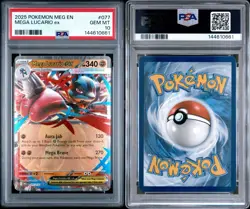 2025 Pokemon Mega Evolution #077 MEGA LUCARIO EX 77/132 - PSA 10 Gem Mint - Image 3