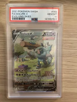 2021 POKEMON SWORD & SHIELD EVOLVING SKIES #182 FULL ART/GOLURK V PSA 10 - Image 1