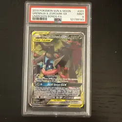 2019 Pokemon S & M Greninja & Zoroark GX Unbroken Bonds Alternate Full Art PSA 9 - Image 1