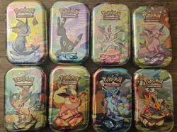 Pokemon TCG Prismatic Evolutions Mini Tin Open Display With 8 Sealed Tins - Image 5
