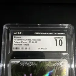 Pokemon Aipom Art Rare Holo CGC 10 Sv4m: Future Flash 075/066 Japanese - Image 2