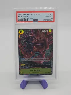2024 One Piece Nico Robin OP09-107 Alternate Art PSA 10 Gem Mint English - Image 1