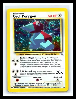 ✨ COOL PORYGON # 15 Holo w/ Swirl 🌀 Black Star Promo WOTC Pokemon Vintage 2000 - Image 1