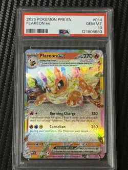 2025 POKEMON PRE EN-PRISMATIC EVOLUTIONS #014 FLAREON EX PSA 10 - Image 1