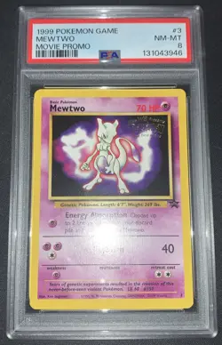 1999 POKEMON GAME MOVIE MOVIE PROMO #3 MEWTWO PSA 8 - Image 1