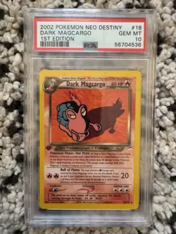 2002 Pokemon Neo Destiny Dark Magcargo 1st Edition #18 PSA 10 - Image 1