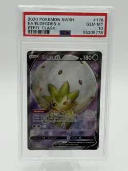 2020 Pokemon SWSH Eldegoss V #176 Rebel Clash PSA 10 GEM MINT Full Art Holo Rare - Image 1