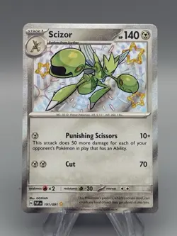 Pokemon TCG Scizor Shiny Rare SV: Paldean Fates 191/091 - Image 1