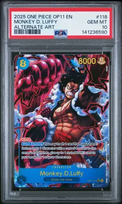 2025 ONE PIECE OP11-A FIST OF DIVINE SPEED ALTERNATE ART MONKEY D. LUFFY PSA 10 - Image 1