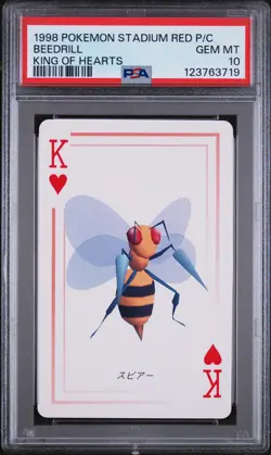 1998 POKEMON STADIUM RED VERSION PLAYING CARDS KING OF HEARTS BEEDRILL PSA 10 - Image 1