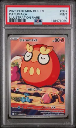 Pokemon TCG Darumaka Black Bolt Holo Card 097/086 Sv: Black Bolt Holo IR PSA 9 - Image 1