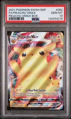 2021 POKEMON SWSH BLACK STAR PROMO 062 FULL ART PIKACHU VMAX PSA 10 - Image 1