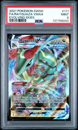 2021 POKEMON SWORD & SHIELD EVOLVING SKIES #111 FULL ART/RAYQUAZA VMAX PSA 9 - Image 1