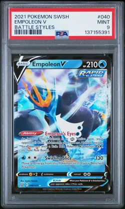 2021 POKEMON SWORD & SHIELD BATTLE STYLES #040 EMPOLEON V PSA 9 - Image 1