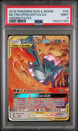 Moltres Zapdos Articuno Pokemon Sun & Moon Hidden Fates 44/68 PSA 9 - Image 1