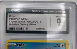 Ditto GG22/GG70 Crown Zenith Galarian Gallery CGC 9 Mint Pokemon Card GG Holo - Image 3