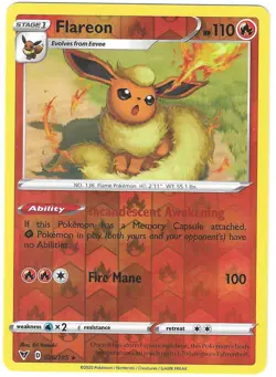 POKEMON VIVID VOLTAGE REVERSE HOLO RARE FLAREON 026/185 NM/MINT PACK FRESH - Image 1