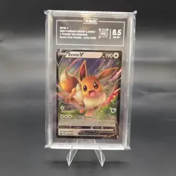 2020 Pokemon Sword & Shield Black Star Promo Eevee V #065 V Powers Tins TAG 8.5 - Image 1
