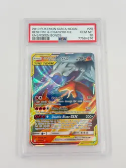 2019 POKEMON SUN & MOON UNBROKEN BONDS #20 RESHIRAM & CHARIZARD GX PSA 10 - Image 3