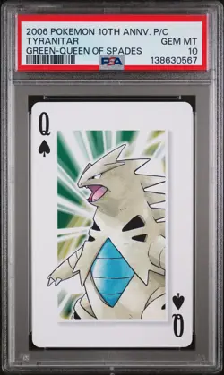 2006 POKEMON CENTER 10TH ANV PLAYING CARDS GREEN DECK TYRANITAR PSA 10 - Image 1