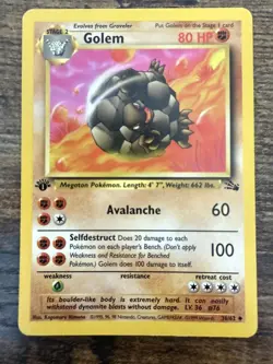 Never Played 1st EDITION - Golem Graveler Geodude Fossil VINTAGE Pokemon Card - Image 3