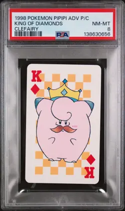 1998 POKEMON PIPIPI ADVENTURE PLAYING CARDS CLEFAIRY KING OF DIAMONDS PSA 8 - Image 1