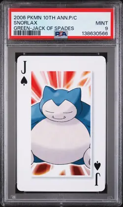 2006 POKEMON CENTER 10TH ANV PLAYING CARDS GREEN DECK SNORLAX PSA 9 - Image 1