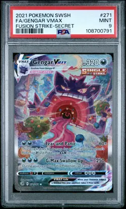 2021 POKEMON SWORD & SHIELD FUSION STRIKE SECRET #271 FULL ART/GENGAR VMAX PSA 9 - Image 1